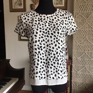 Black and white animal print dot top